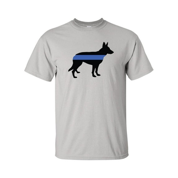 Thin Blue Line Police K-9 German Shepherd Short Sleeve T-shirt-Ice Grey-xl