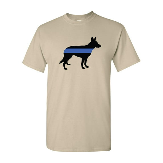 Thin Blue Line Police K-9 German Shepherd Short Sleeve T-shirt-Sand-xl