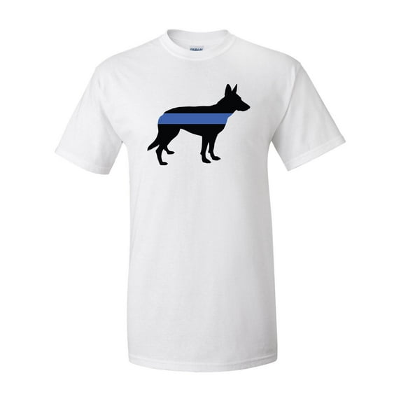 Thin Blue Line Police K-9 German Shepherd Short Sleeve T-shirt-White-4xl