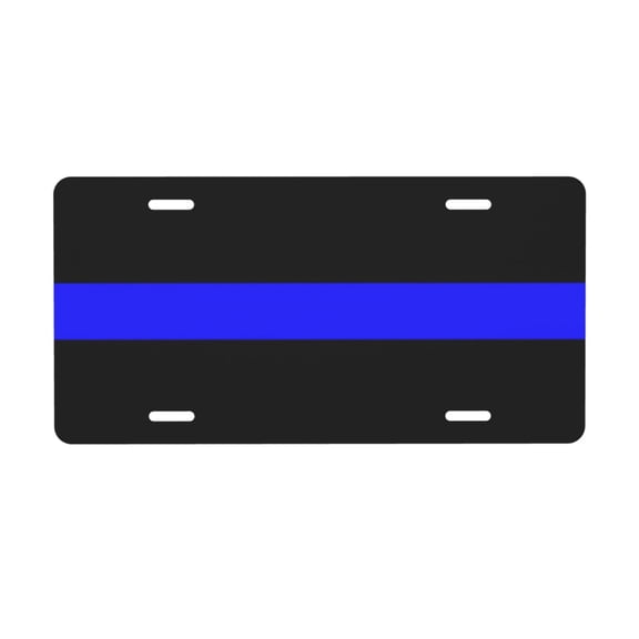 Thin Blue Line Police License Plate with 4 Holes,Novelty Aluminum Metal Car Plate Vanity Tag Decorative Car Front Accessories for Women Men,6x12 Inches