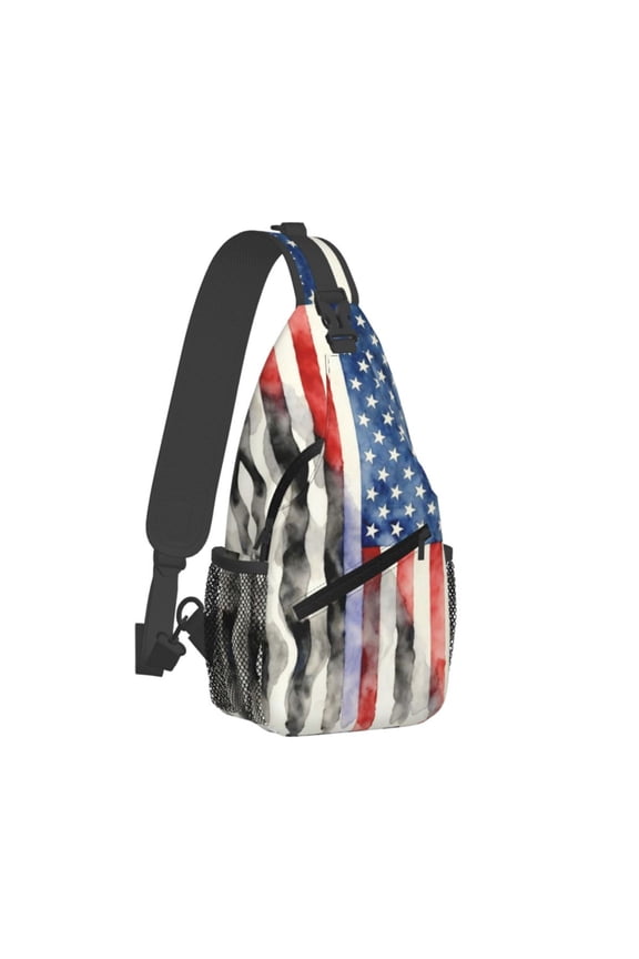 Thin Blue Line Police Officer Flag Sling Crossbody Bag Cross Body Backpack Travel Hiking Daypack