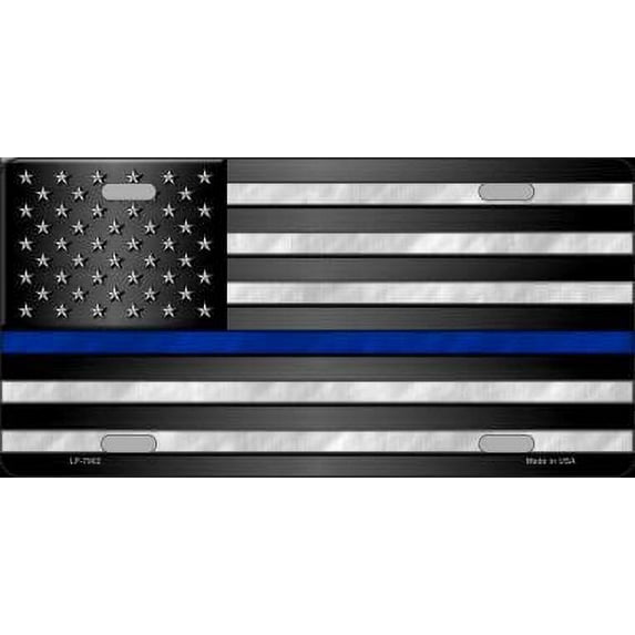 Thin Blue Line - Police Officers Novelty Metal Vanity License Tag Plate 12" x 6"