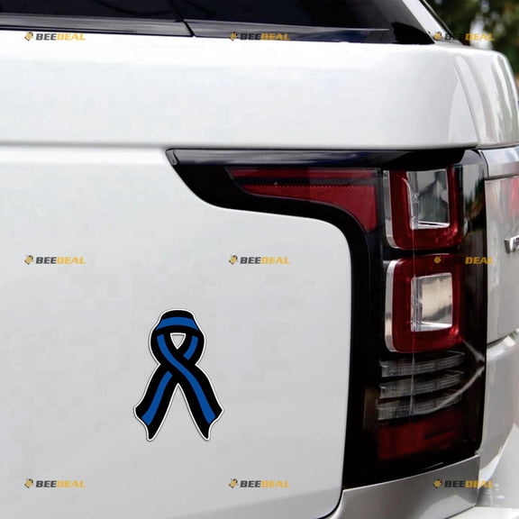 Thin Blue Line Ribbon US Police Magnet Magnetic Sticker Decal - 2 Pack Reflective 4"