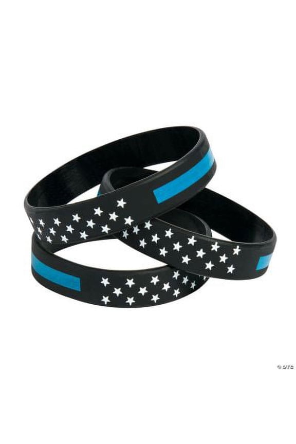 Thin Blue Line Rubber Bracelets - Jewelry - 12 Pieces