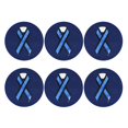 thumbnail image 1 of Thin Blue Line Satin Ribbon Leather Coasters for Drinks Perfect for Living Room, Kitchen, or Outdoor Use Set of 6 Round Shape, 1 of 6