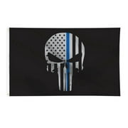Thin Blue Line Skull Flag - 3 ft x 5 ft