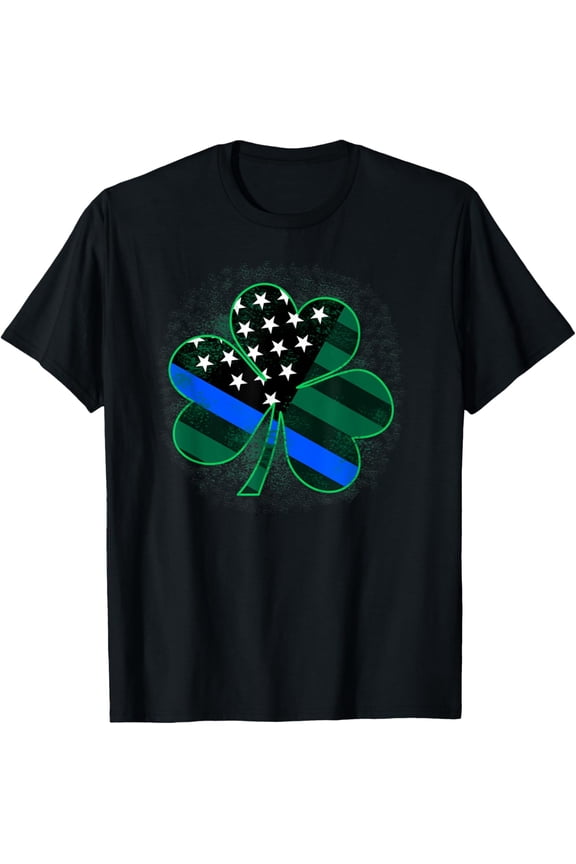 Thin Blue Line St Patricks Day Shirt Police Shamrock Tee T-Shirt