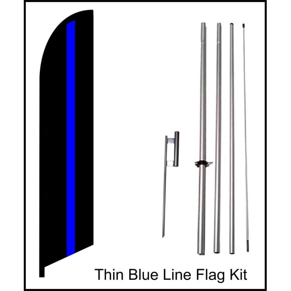 Thin Blue Line Swooper Full Sleeve Flag Kit 15ft Tall for Outdoor Use - by Flagsandsigns