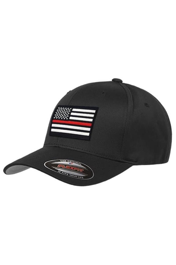 TBL-FLEX-TRL-BLACK-LG FlexFit Thin Red Line Hat - Large & Extra Large