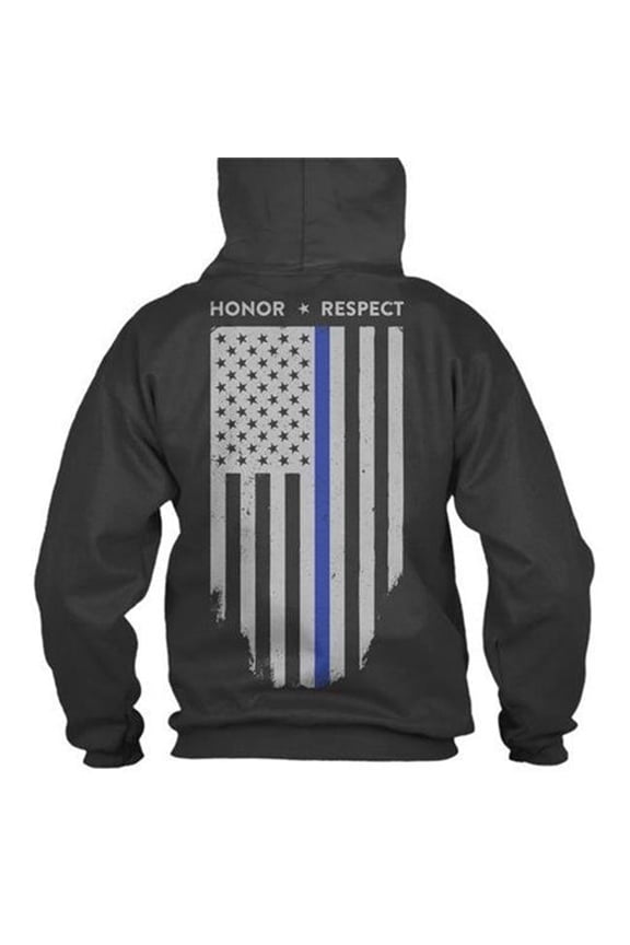 TBL-H-BLACK-L Hoodie Honor & Respect Thin Blue Line Flag