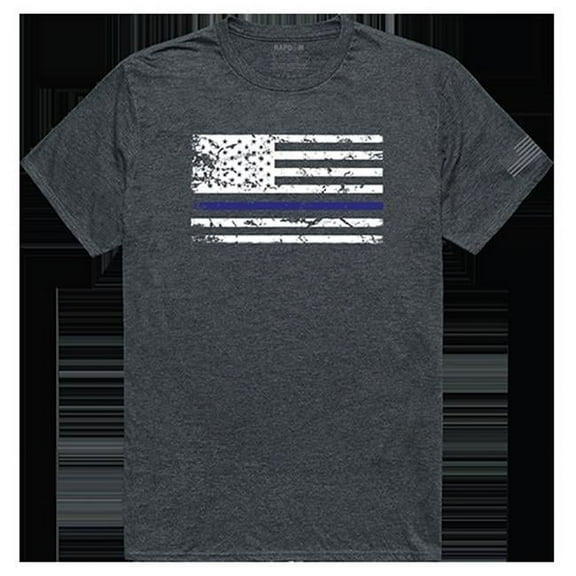 Thin Blue Line Tactical Graphic T-shirt, Heather Charcoal - Small