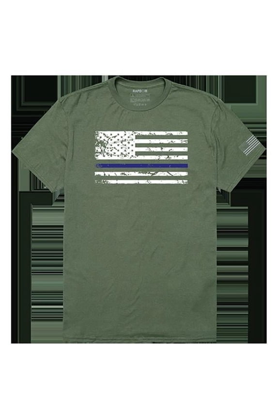 Thin Blue Line Tactical Graphic T-shirt, Olive - Extra Large