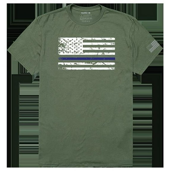 Thin Blue Line Tactical Graphic T-shirt, Olive - Small