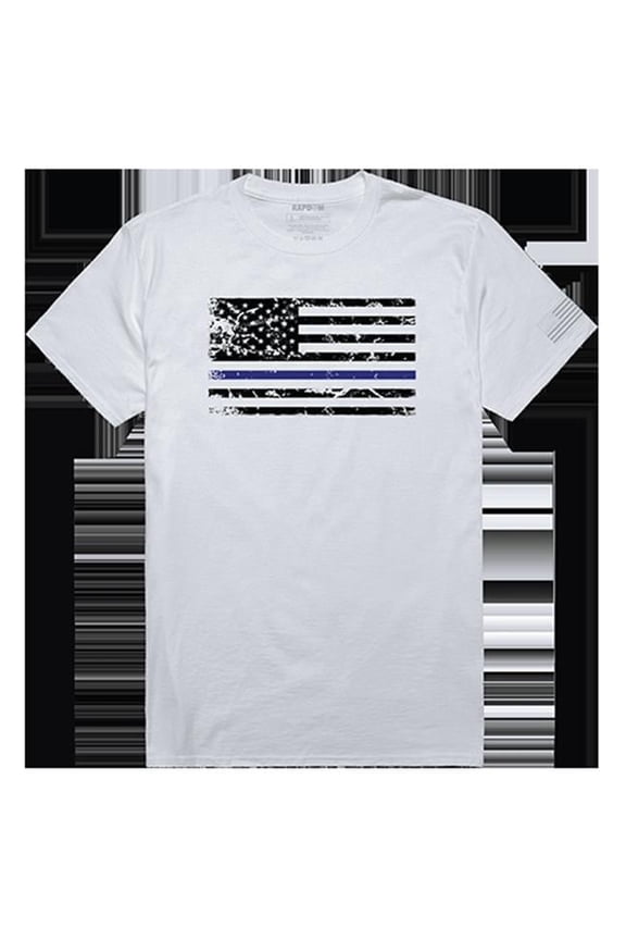 Thin Blue Line Tactical Graphic T-shirt, White - Extra Large