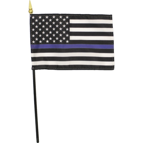 Thin Blue Line (USA) - 4"X6" Stick Flag