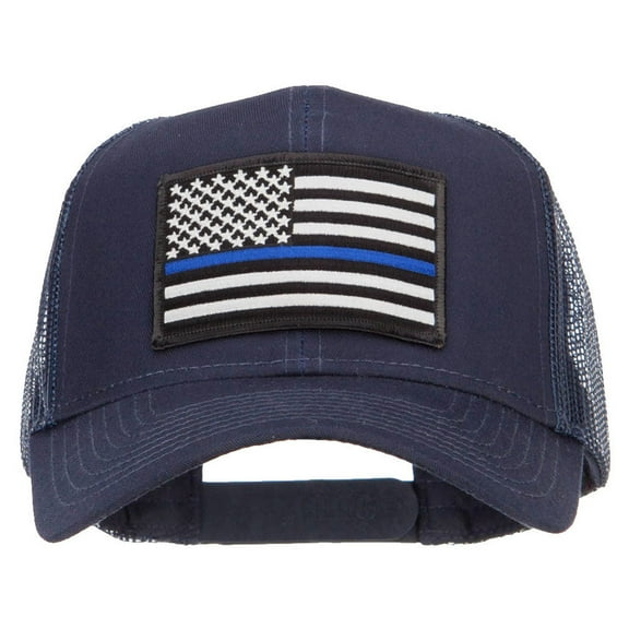 Thin Blue Line USA Flag Patched Mesh Cap - Navy OSFM