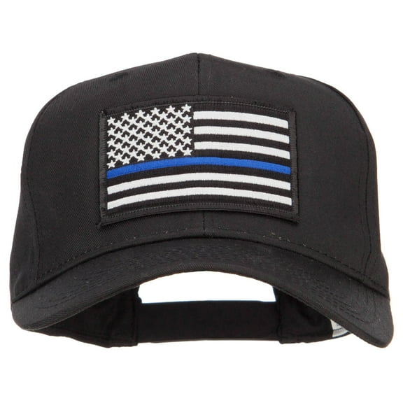 Thin Blue Line USA Flag Patched Twill Cap - Black OSFM