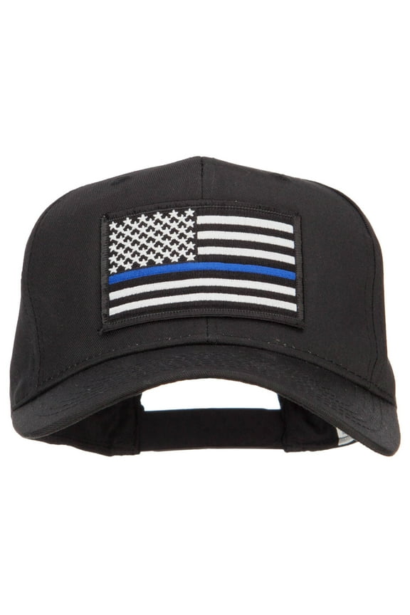 Thin Blue Line USA Flag Patched Twill Cap - Black OSFM