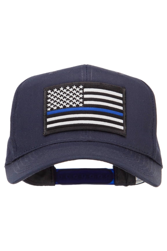 Thin Blue Line USA Flag Patched Twill Cap - Navy OSFM