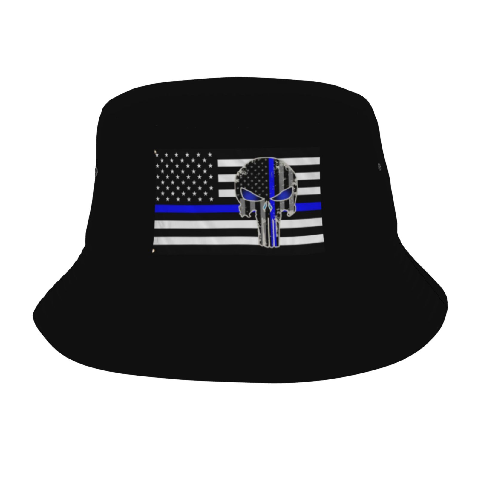 Thin Blue Line Usa Skull Flag Bucket Hats Fashion Teens Beach Caps Sun