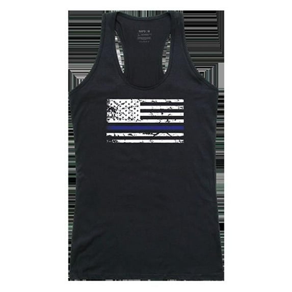 Thin Blue Line Womens Graphic Tank Top, Black - Large