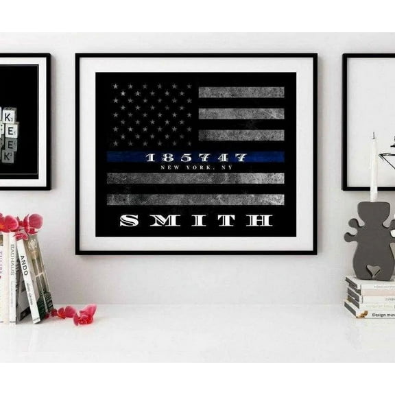 Thin Blue Line framed Police officer gift Art