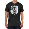 thumbnail image 1 of Thin Blue Line of Duty Flag Badge Mens Soft T Shirt Charcoal Black Triblend X-LG, 1 of 1