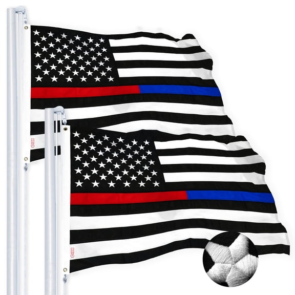 Thin Blue & Red Line Flag 3x5FT 2-Pack Embroidered Spun Polyester By G128