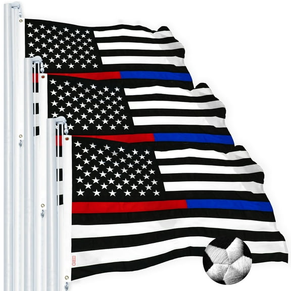 Thin Blue & Red Line Flag 3x5FT 3-Pack Embroidered Spun Polyester By G128