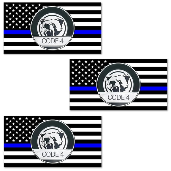 Thin Blue line Sticker Code 4, American Flag Thin Blue Line Car Decal, Police Support Stickers, for Cars Trucks Window Laptop.(3PCS)