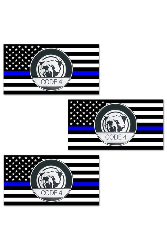 Thin Blue line Sticker Code 4, American Flag Thin Blue Line Car Decal, Police Support Stickers, for Cars Trucks Window Laptop.(3PCS)