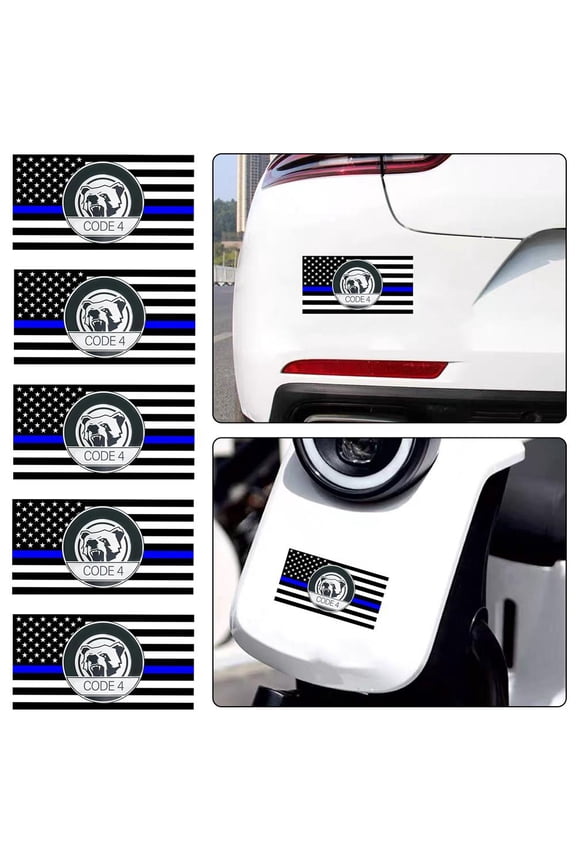 Thin Blue line Sticker Code 4, American Flag Thin Blue Line Car Decal, Police Support Stickers, for Cars Trucks Window Laptop.(3PCS)