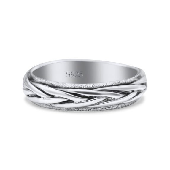 Thin Braided Band Chain Wire Style Ring Oxidized Solid 925 Sterling Silver Size 9