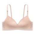 thumbnail image 1 of Thin Breathable Back Suspender Inner Build Fixed Cup No Underwire Lace Bra Gather Wrap Chest, Beige, 1 of 3