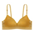 thumbnail image 1 of Thin Breathable Back Suspender Inner Build Fixed Cup No Underwire Lace Bra Gather Wrap Chest, Yellow, 1 of 3