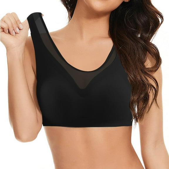Thin Breathable Non Marking Back Tank Top Bra With Fixed Cup & Mesh Splicing