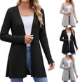 thumbnail image 1 of Thin Cardigan Zaewscy Women's Solid Color Long Sleeve Open Front Cardigan Jacket Black XXL, 1 of 7