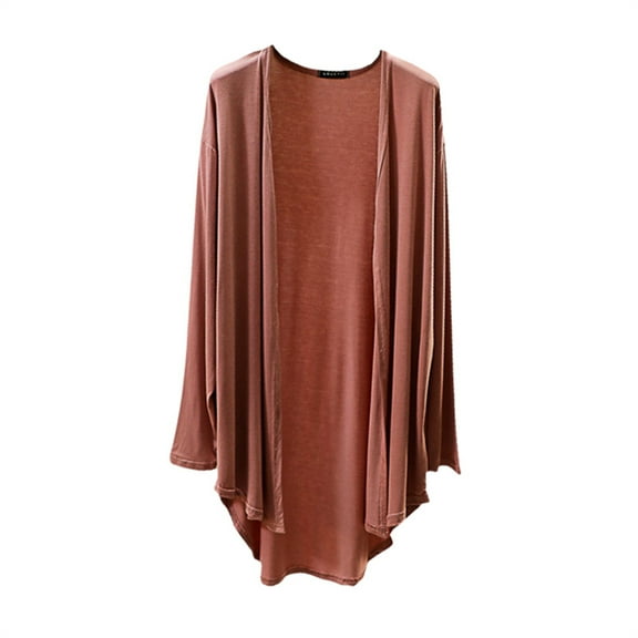 Thin Cardigans for Women Lightweight, Yigetop Large Size Cardigan Summer Long Sleeve Spring Loose Air Conditioning Top Long Sheer Cardigan Brick Red L