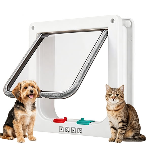 Thin Cat Door for Windows, Pet Doors and Sliding Door, Safety Pet Door with 4 Way Lock, Weatherproof Cat Flap for Thin Door and Wall(Medium, Outer Size 7.76 * 7.5 * 0.78in)