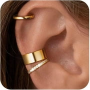 MOXUNLXJ Thin Chunky Ear Cuffs Non Piercing for Women - Dainty 14K Gold Plated/Sterling Silver Cuff Earrings Trendy Cubic Zirconia Huggie Hoop Cartilage Earring Jewelry Gifts