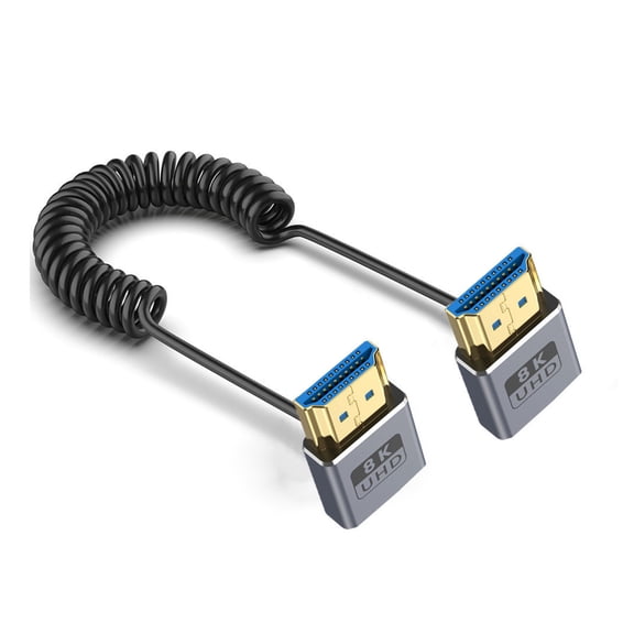 Thin Coiled 8K60hz 2.1 Video Cable 48Gbps with Spring Designing Cord Enhances Flexibility and Durability 70CM 27.56in