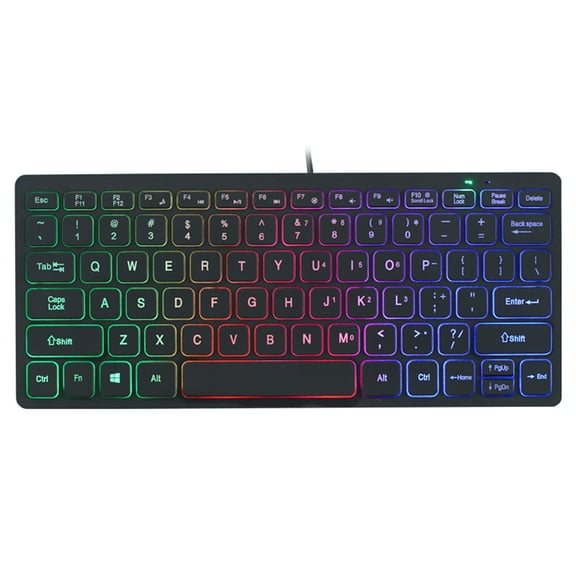 Thin Corded Keyboard 78keys small Keypad Colorful LED Backlight Character Translucent Keycaps for and Gaming