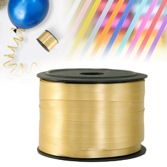 Thin Craft Ribbon Verdsylv 0.5Cm X 100-Yard Elegant Ribbon - Ultra-Thin Wedding & Craft Decoration Material, Versatile Wrapping for Balloons & Gift Presentations, Balloon Tying Ribbon, Gold