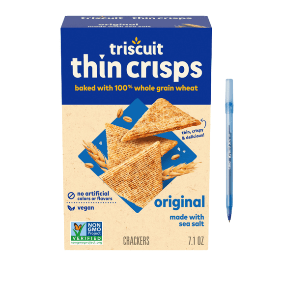 Thin Crisps Original Whole Grain Wheat Vegan Crackers 7.1 oz