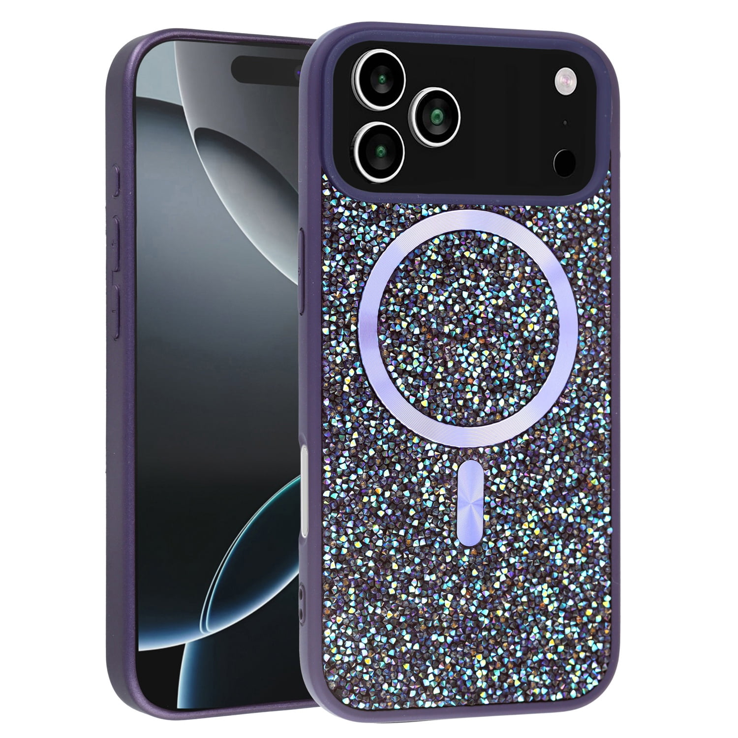 Thin Crystal Cover Compatible with Wireless Charging for iPhone 17 Pro Max - Purple