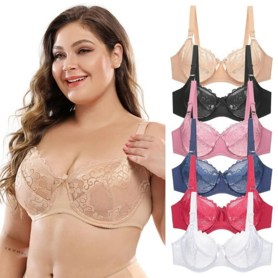 Thin Cup Bras for Women, Adjusted-strap Push Up Underwire Bra Sexy Underwear Lace Bralette Lingerie Top Plus Size 36E-46E