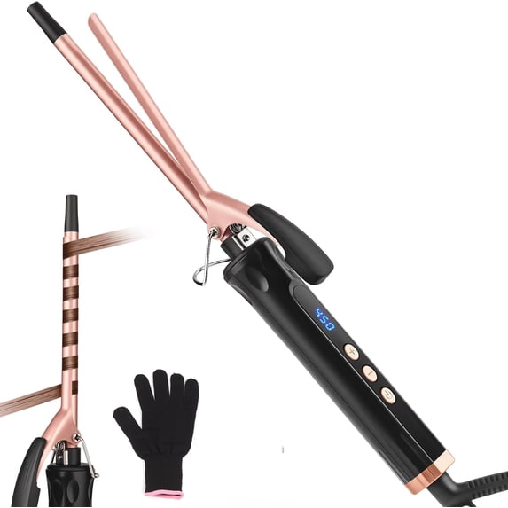 Thin Curling Iron, 0.35 Inch Small Curling Iron Wand for Short & Long Hair, Small Ceramic Barrel for Tight Curls