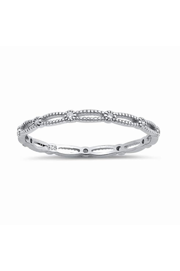 Thin Dainty Clear White Cz Stackable Ring Midi Knuckle 925 Sterling Silver Band Women Stacking Rings