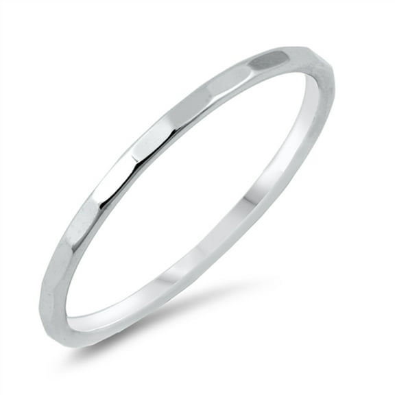 Thin Diamond-Cut Stackable Wedding Ring .925 Sterling Silver Band Jewelry Female Male Unisex Size 2