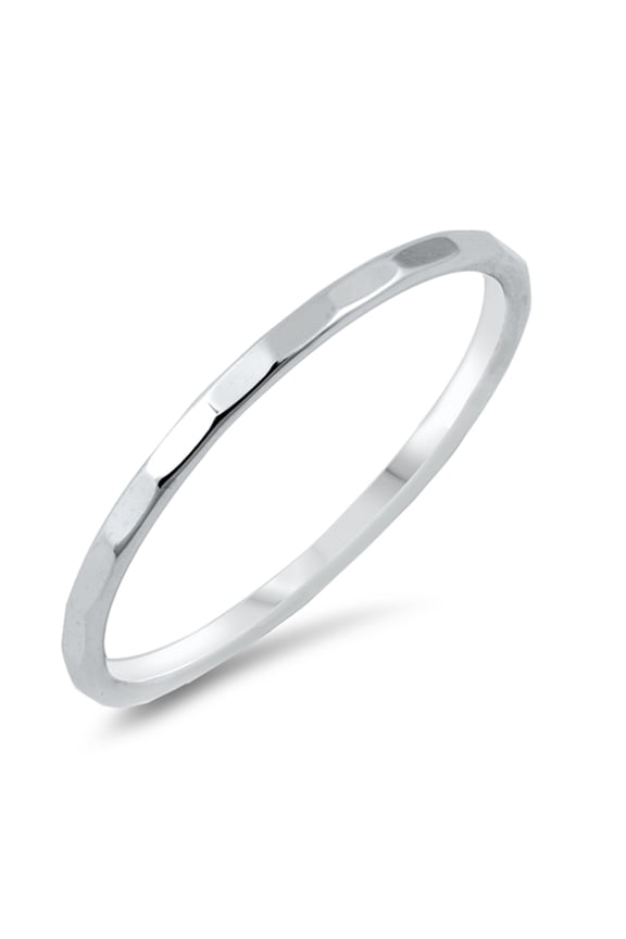 Thin Diamond-Cut Stackable Wedding Ring .925 Sterling Silver Band Jewelry Female Male Unisex Size 2